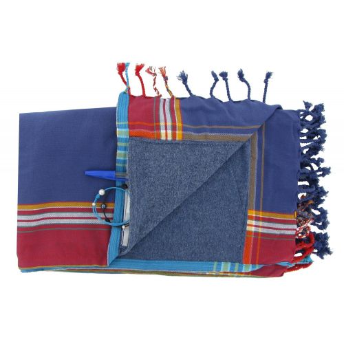 BIJOUX - Kikoy Serviette Plage Coton Eponge Couleur Navy - LES POULETTES - Modalova