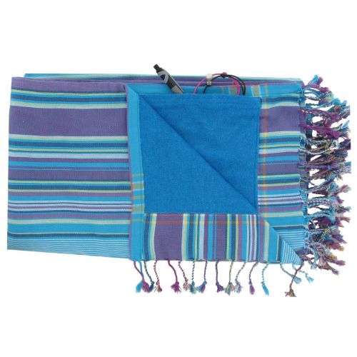 BIJOUX - V Kikoy Serviette Plage Coton Eponge Couleur Rayé Violet - LES POULETTES - Modalova