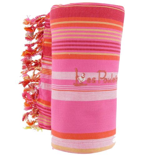 BIJOUX - Kikoy Serviette Plage Coton Eponge Couleur Rayé Orangé - LES POULETTES - Modalova