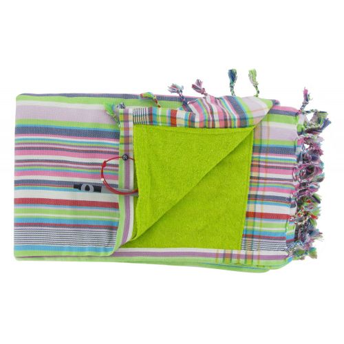 BIJOUX - Kikoy Serviette Plage Coton Eponge Rayé Pistache - LES POULETTES - Modalova