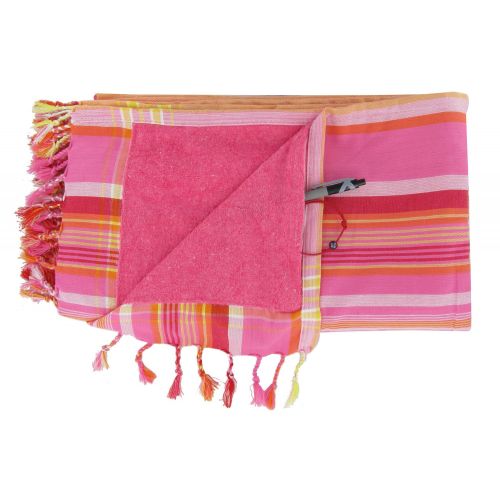 BIJOUX - Kikoy Serviette Plage Coton Couleur Rayé Orangé Eponge F - LES POULETTES - Modalova