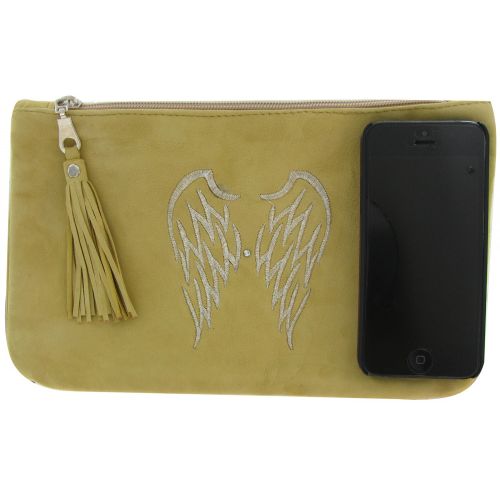 BIJOUX - V Pochette Sac Daim Clouté Couleur - LES POULETTES - Modalova