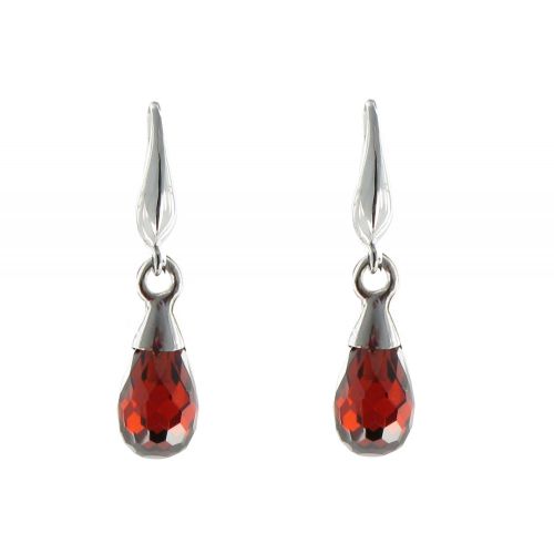 Boucles d'Oreilles Argent Goutte de Zirconium Facetté Rubis - LES POULETTES BIJOUX - Modalova