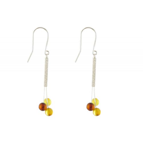 Boucles d'Oreilles Trois Perles d'Ambre Dégradé de Couleurs - LES POULETTES BIJOUX - Modalova
