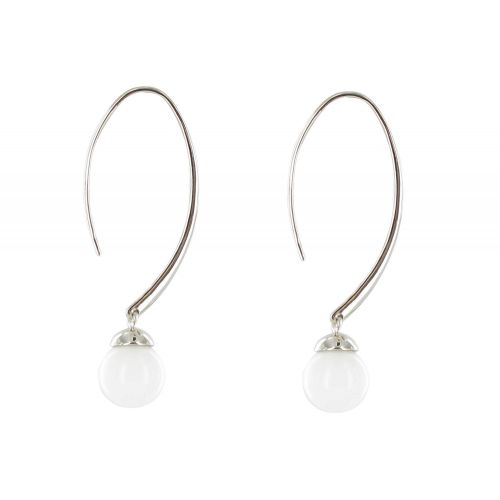 Boucles d'Oreilles Grande Billes d'Agate Blanche - LES POULETTES BIJOUX - Modalova