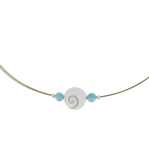 Collier Larimar Oeil de Sainte Lucie et Perles de Larimar - LES POULETTES BIJOUX - Modalova