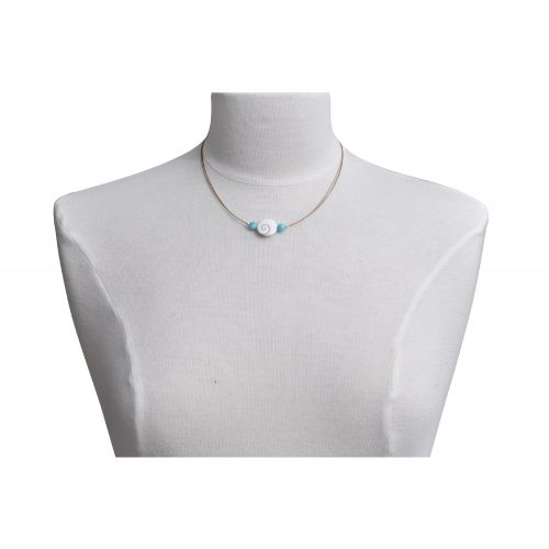 Collier Larimar Oeil de Sainte Lucie et Perles de Larimar - LES POULETTES BIJOUX - Modalova