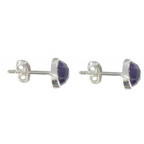 Boucles d'Oreilles Argent Puces Demi-Sphère d'Améthyste - LES POULETTES BIJOUX - Modalova