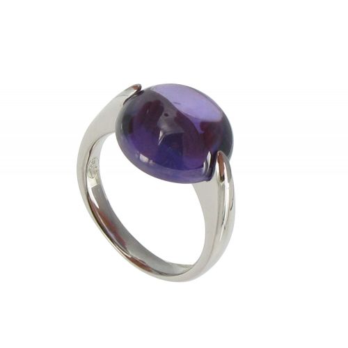Bague Argent Demi Lune Zirconium Lilas - LES POULETTES BIJOUX - Modalova