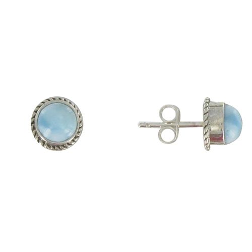 Boucles d'Oreilles Argent Cylindre de Larimar - LES POULETTES BIJOUX - Modalova