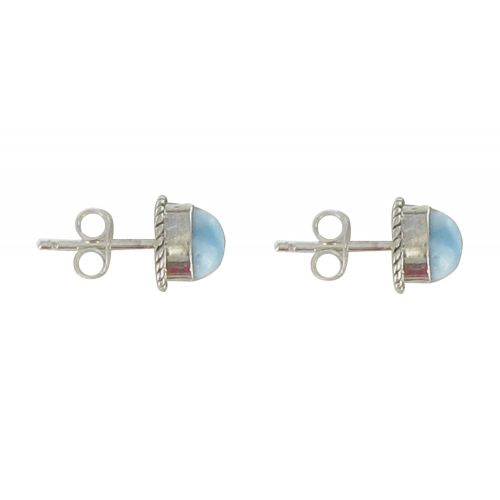 Boucles d'Oreilles Argent Cylindre de Larimar - LES POULETTES BIJOUX - Modalova