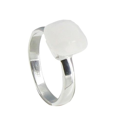 Bague Argent Carré d'Agate Blanche Facetté - taille 58 - LES POULETTES BIJOUX - Modalova