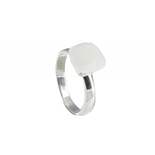 Bague Argent Carré d'Agate Blanche Facetté - taille 58 - LES POULETTES BIJOUX - Modalova