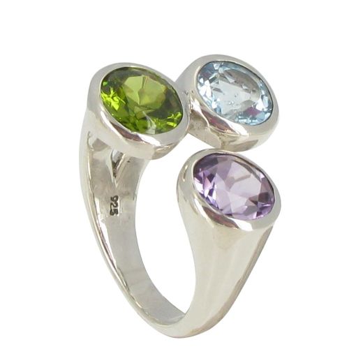 Bague Argent Améthyste, Topaze, Péridot Ronds - LES POULETTES BIJOUX - Modalova