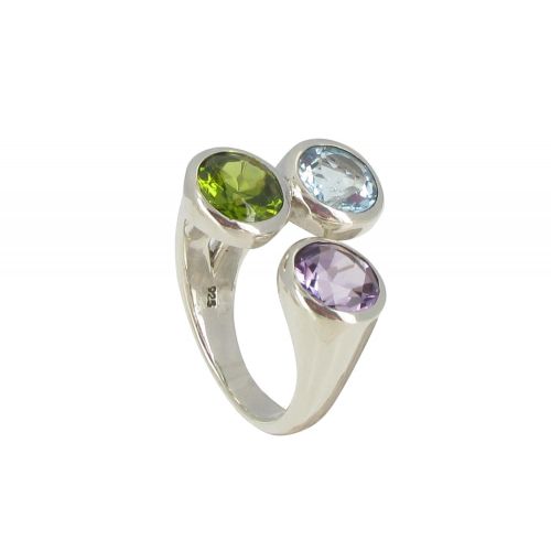 Bague Argent Améthyste, Topaze, Péridot Ronds - LES POULETTES BIJOUX - Modalova