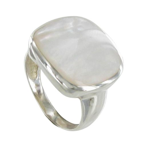 Bague Argent Pavé Carré de Nacre Ivoire - taille 58 - LES POULETTES BIJOUX - Modalova