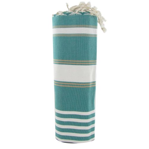 BIJOUX - V Fouta Drap Plage et Hammam Coton Rayé Blanc et Marron - LES POULETTES - Modalova