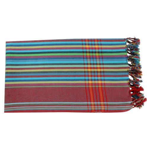 BIJOUX - Kikoy Paréo Coton Multicolore Rayure Bordeaux - LES POULETTES - Modalova
