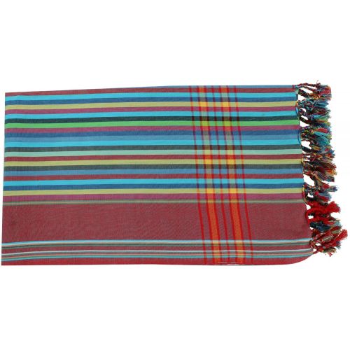 BIJOUX - Kikoy Paréo Coton Multicolore Rayure Bordeaux - LES POULETTES - Modalova