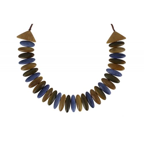Collier Tagua Plastron Gris Ardoise Kaki - LES POULETTES BIJOUX - Modalova