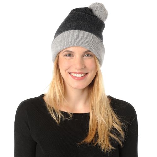 BIJOUX - Bonnet Pompon 100% Cachemire 6 Fils Bicolore Colors - LES POULETTES - Modalova