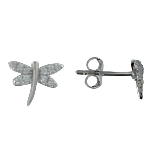 Boucles d'Oreilles Argent Libellule et Strass - LES POULETTES BIJOUX - Modalova