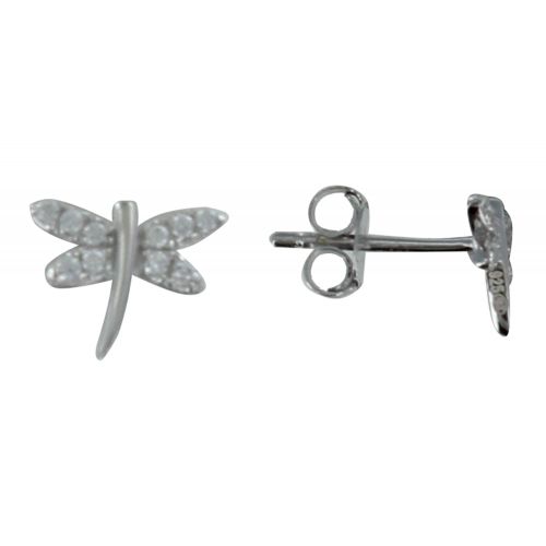 Boucles d'Oreilles Argent Libellule et Strass - LES POULETTES BIJOUX - Modalova