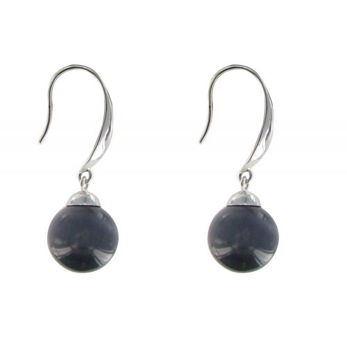 Boucles d'Oreilles Argent Billes Oeil de Chat Noir - LES POULETTES BIJOUX - Modalova