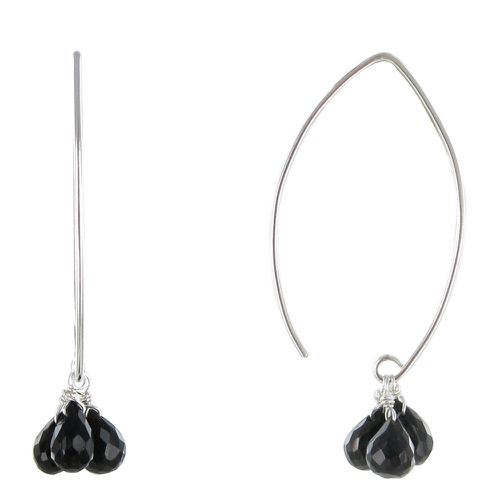 Boucles d'Oreilles Argent 3 Gouttes Facettées d'Onyx - LES POULETTES BIJOUX - Modalova