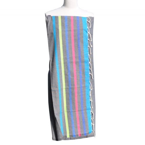 BIJOUX - V Fouta Drap Plage et Hammam Coton Couleur Rayé Multicol - LES POULETTES - Modalova