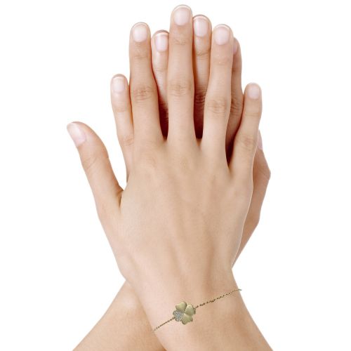 Bracelet Trèfle Plaqué et Un Pétale de Strass - LES POULETTES BIJOUX - Modalova