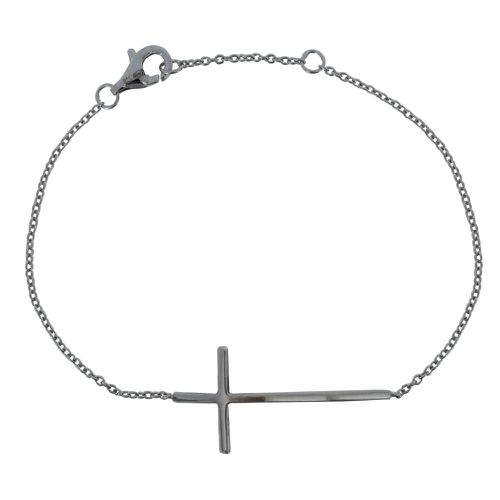 Bracelet Rhodié Grande Croix - LES POULETTES BIJOUX - Modalova