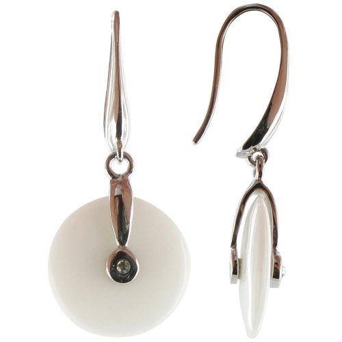 Boucles d'Oreilles Disque Argent et Agate Blanche - LES POULETTES BIJOUX - Modalova