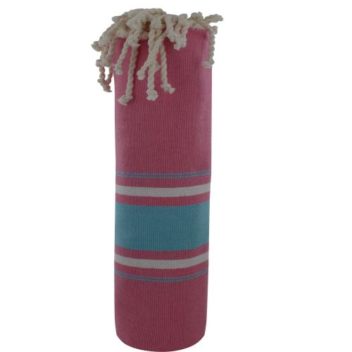 BIJOUX - Fouta Drap Plage et Hammam Coton Couleur Fuchsia Grosse Rayur - LES POULETTES - Modalova