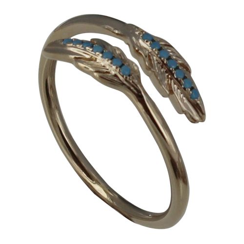 Bague Plaqué Deux Feuilles et Points Bleus - taille 60 - LES POULETTES BIJOUX - Modalova