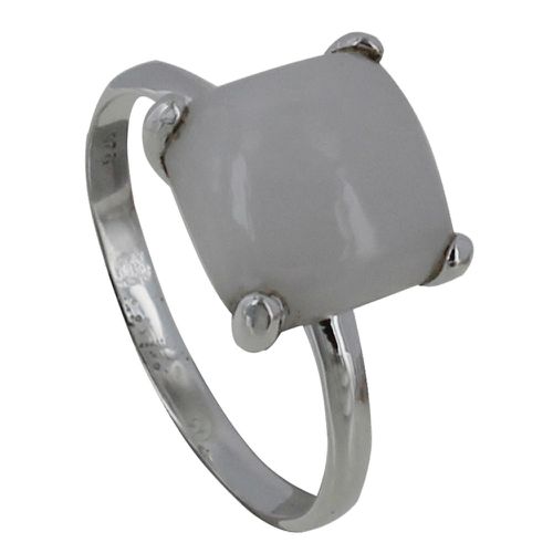 Bague Argent Pavé Carré d'Agate Blanche - taille 52 - LES POULETTES BIJOUX - Modalova