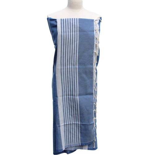BIJOUX - V Fouta Drap Plage et Hammam Coton Couleur Rayé Ciel - LES POULETTES - Modalova