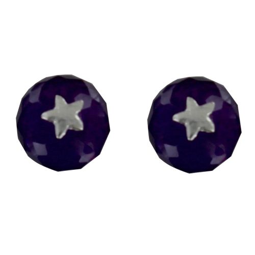Boucles d'Oreilles Argent Etoile et Perle Facettée d'Améthyste - LES POULETTES BIJOUX - Modalova