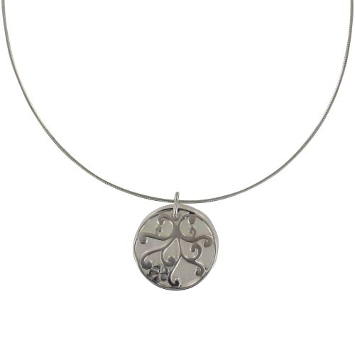 Collier Argent 925 Cercle de Nacre Ivoire et Arabesque - taille 40 cm - LES POULETTES BIJOUX - Modalova