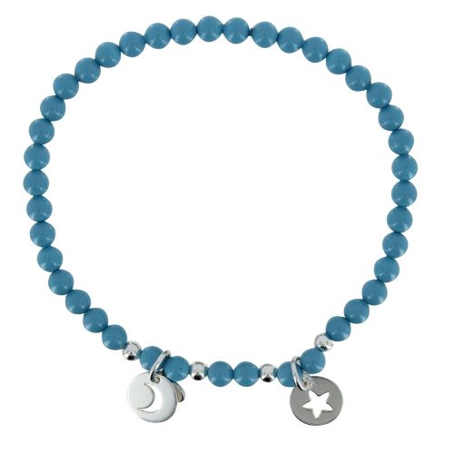 Bracelet Elastique Etoile et Soleil Argent Billes Cristal Tur - LES POULETTES BIJOUX - Modalova