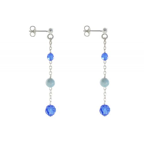 Boucles d'Oreilles Argent 2 Perles de Cristal et Perle d - LES POULETTES BIJOUX - Modalova