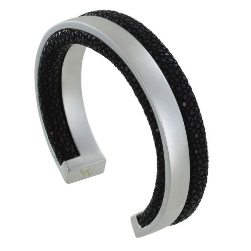 Bracelet Homme Rhodium et Cuir - LES POULETTES BIJOUX - Modalova