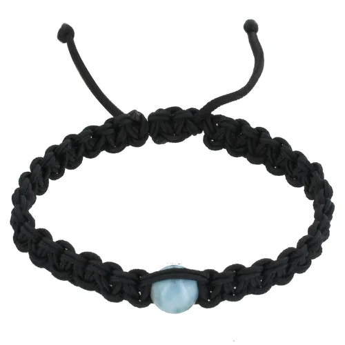 Bracelet Shamballa Lien Tressé Noir et Perle de Larimar - LES POULETTES BIJOUX - Modalova