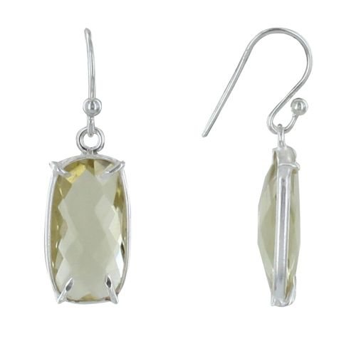 Boucles d'Oreilles Argent Rectangle de Quartz Facetté - LES POULETTES BIJOUX - Modalova