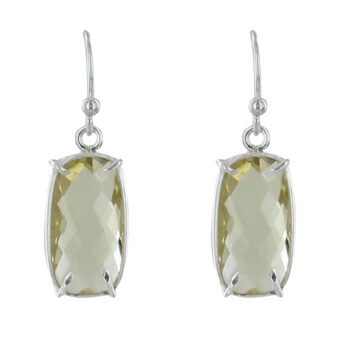 Boucles d'Oreilles Argent Rectangle de Quartz Facetté - LES POULETTES BIJOUX - Modalova