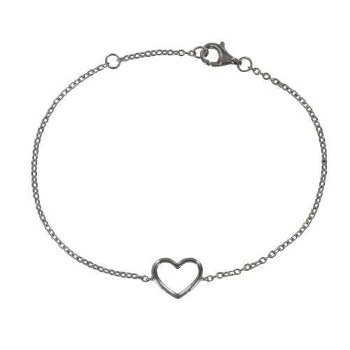 Bracelet 925 Rhodié Coeur Ajouré - LES POULETTES BIJOUX - Modalova