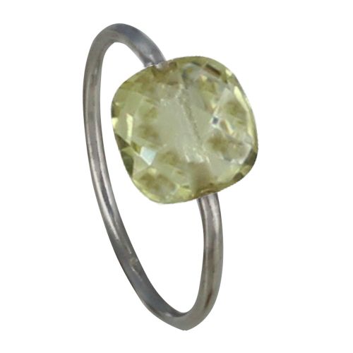 Bague Argent Carré de Quartz Facetté - taille 56 - LES POULETTES BIJOUX - Modalova