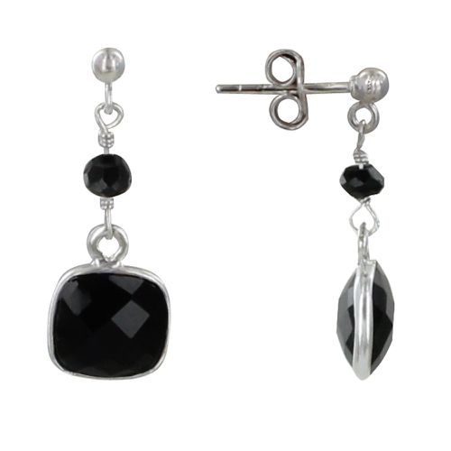 Boucles d'Oreilles Argent Perle et Pavé d'Onyx Facetté - LES POULETTES BIJOUX - Modalova