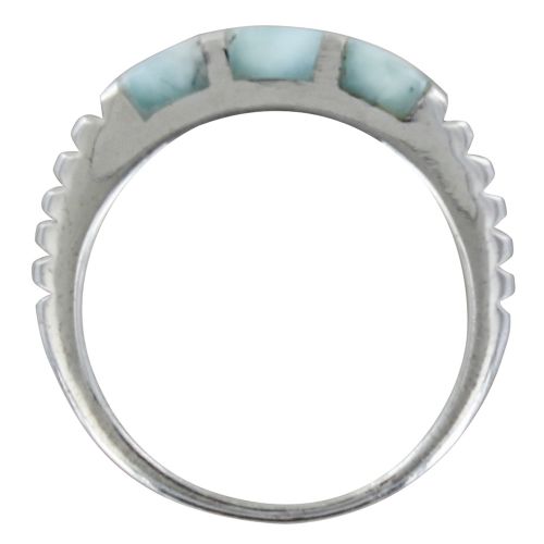 Bague Argent 925 Trois Carrés de Larimar - taille 60 - LES POULETTES BIJOUX - Modalova
