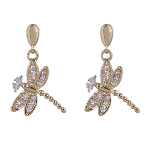 Boucles d'Oreilles Plaqué Libellule et Strass - LES POULETTES BIJOUX - Modalova